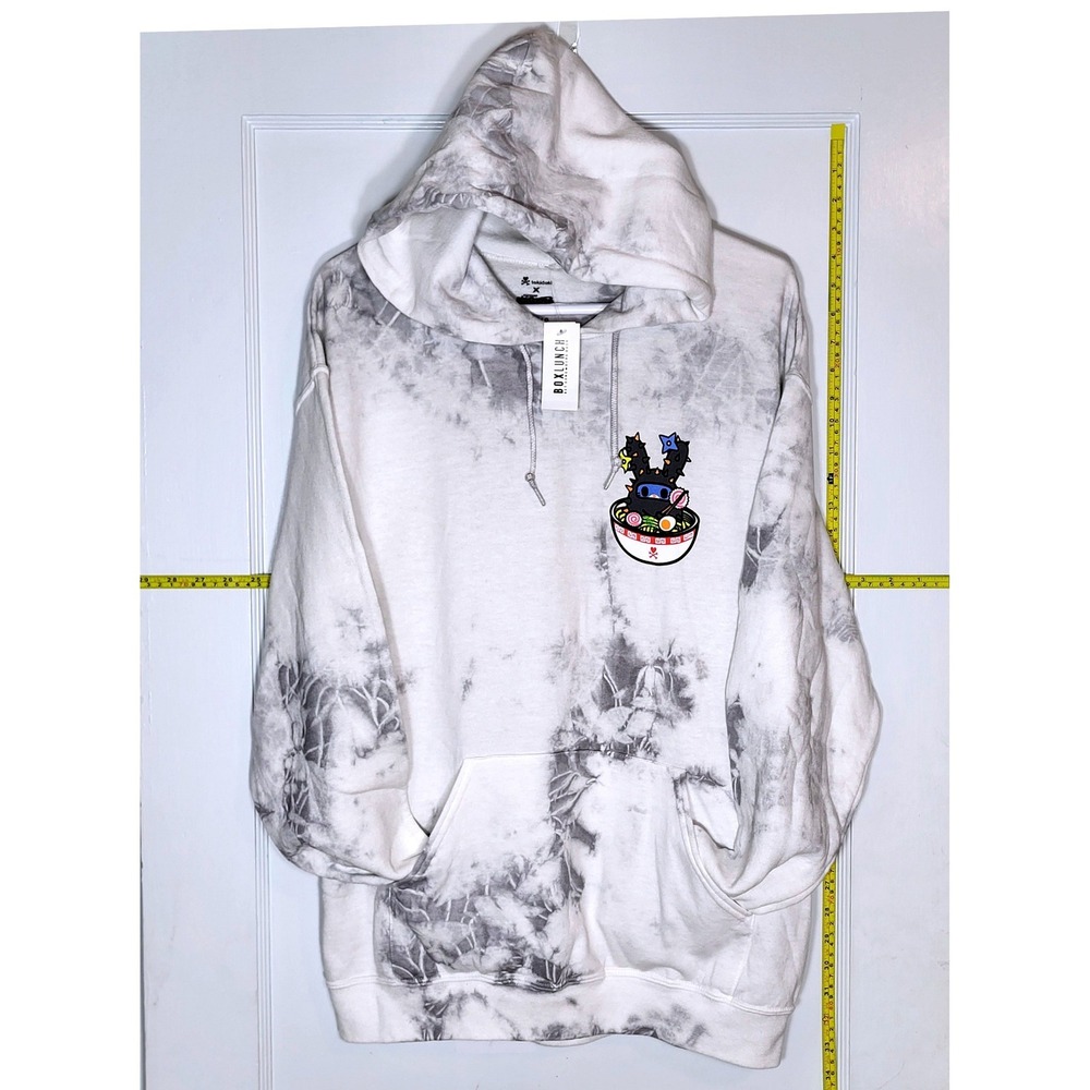Tokidoki x Naruto Shippuden BoxLunch Tie Dye Hoodie Mens Large Grey White Ramen